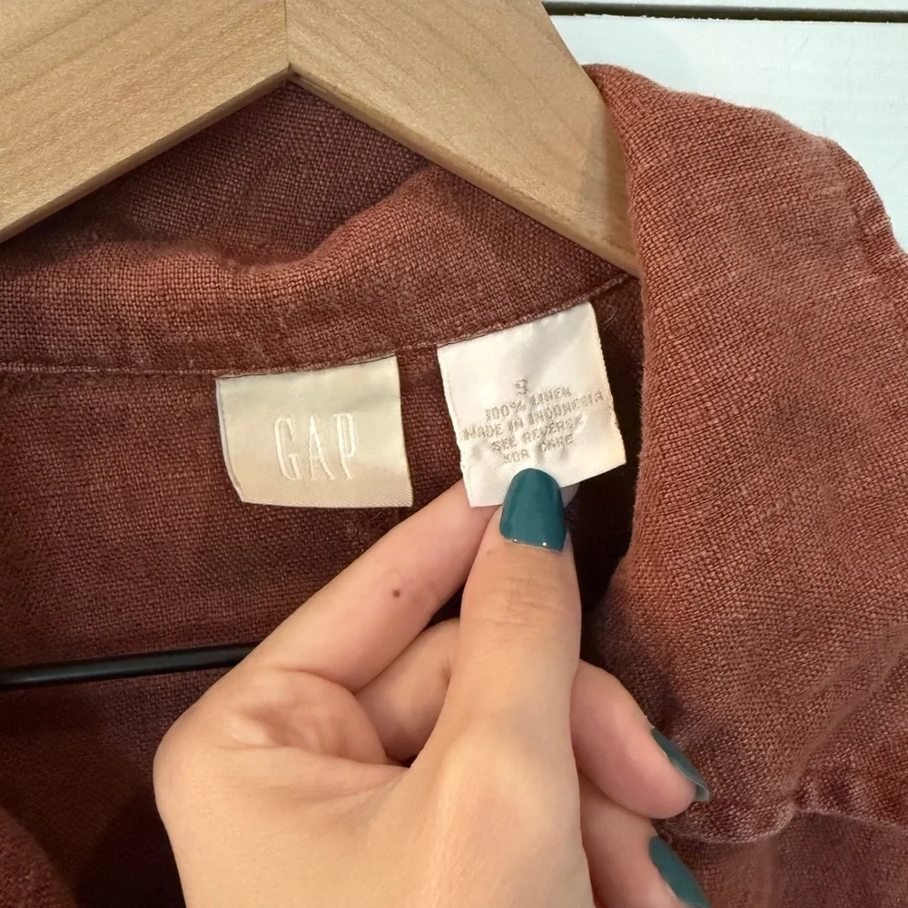 Rust Linen Shacket - Picture 2 of 5